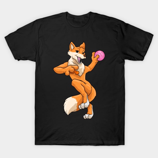 Funny foxis playing handball T-Shirt by Markus Schnabel